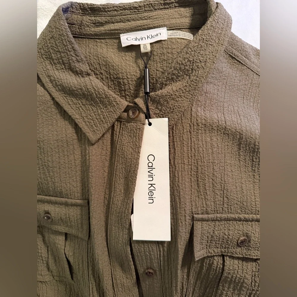 Calvin Klein Khaki Textured Shirt - Picture 6 of 10
